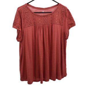 St John's Bay Short Sleeve Eyelet Blouse Size XL
